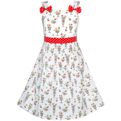 Girls Dress Sundae Ice Cream Bow Tie Summer Sundress Size 2-8 Years