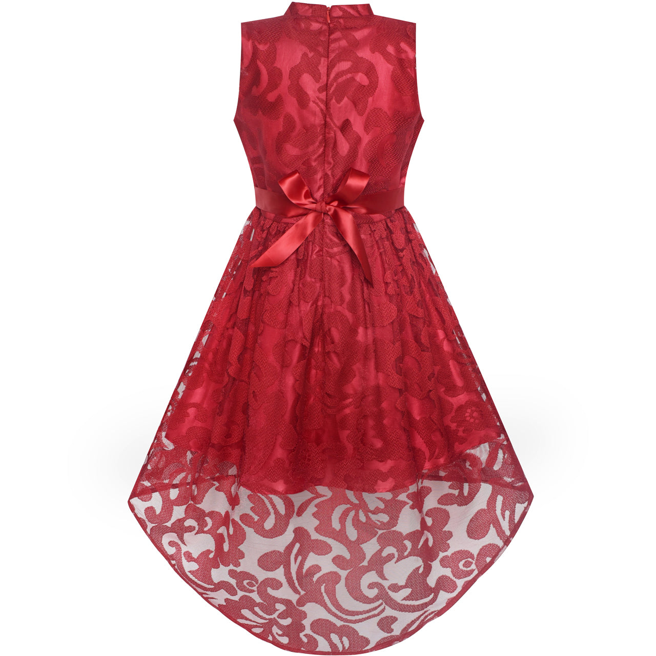 Girls Dress Burgundy Lace Halter Hi-low Dress Dancing Party – Sunny Fashion