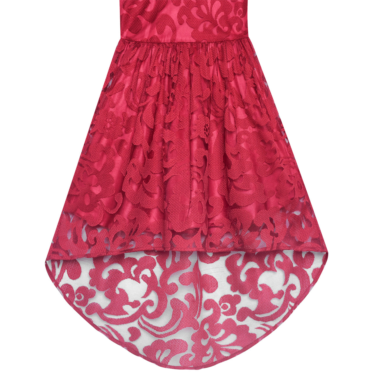 Girls Dress Burgundy Lace Halter Hi-low Dress Dancing Party Size 6-14 Years