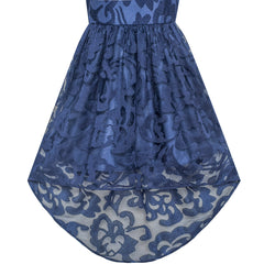 Girls Dress Navy Blue Lace Halter Hi-low Dress Dancing Party Size 6-12 Years