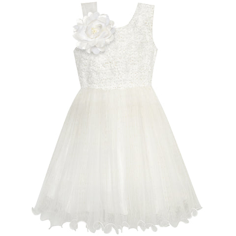 Flower Girl Dress Sequin Bridesmaid Wedding Party Size 5-14 Years