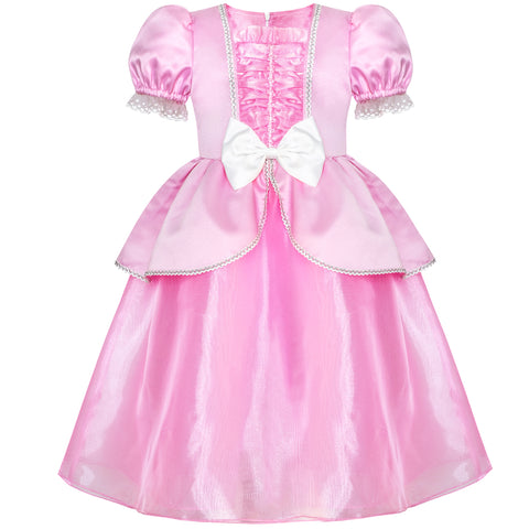 Girls Dress Pink Princess Cosplay Costume Dress Up Party Size 6-12 Years