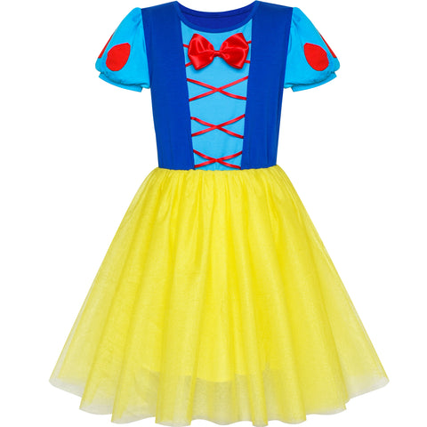 Princess Costume Dress Up Snow White Halloween Party Size 5-10 Years