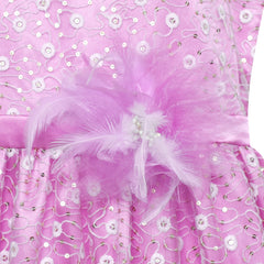 Flower Girl Dress Lace Sequin Flare Purple Wedding Party Size 5-12 Years