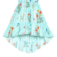 Girls Dress Off Shoulder Chiffon Floral Hi-low Party Dress Size 6-12 Years