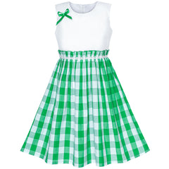 Girls Dress Green Tartan Plaid Sundress Back School Size 4-10 Years