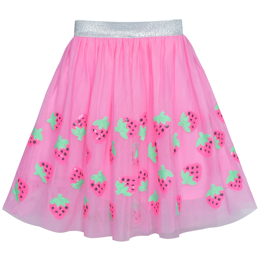 Girls Skirt Pink Strawberry Sequins Sparkling Tutu Dancing – Sunny Fashion