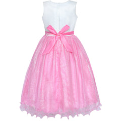 Flower Girls Dress Pink Sequin Wedding Party Bridesmaid Size 4-14 Years