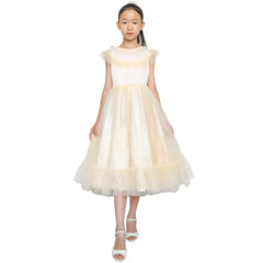 Flower Girls Dress Champagne Vintage Wedding Party Bridesmaid Size 6-12 Years