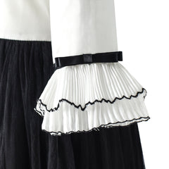 Girls Dress Chiffon Elbow-length Sleeve Black White Size 6-12 Years
