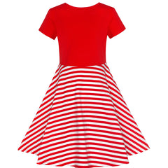 Girls Dress Red Embroidered Magic Color Change Sequin Striped Size 6-12 Years