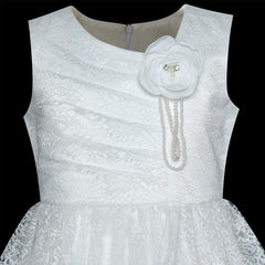 Flower Girl Dress Off White Lace First Communion Wedding Bridesmaid Size 6-12 Years