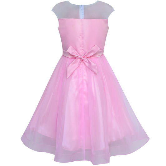 Flower Girl Dress Butterfly Bridal Veil Wedding Bridesmaid Size 6-14 Years