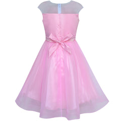 Flower Girl Dress Butterfly Pink Bridal Veil Wedding Bridesmaid Size 6-12 Years