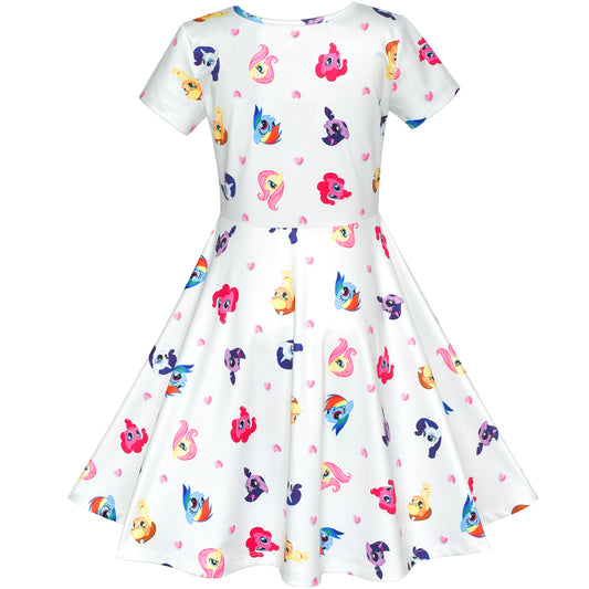Girls Dress Cartoon Printed Colorful Short Sleeve Dress Size 4-10 Years