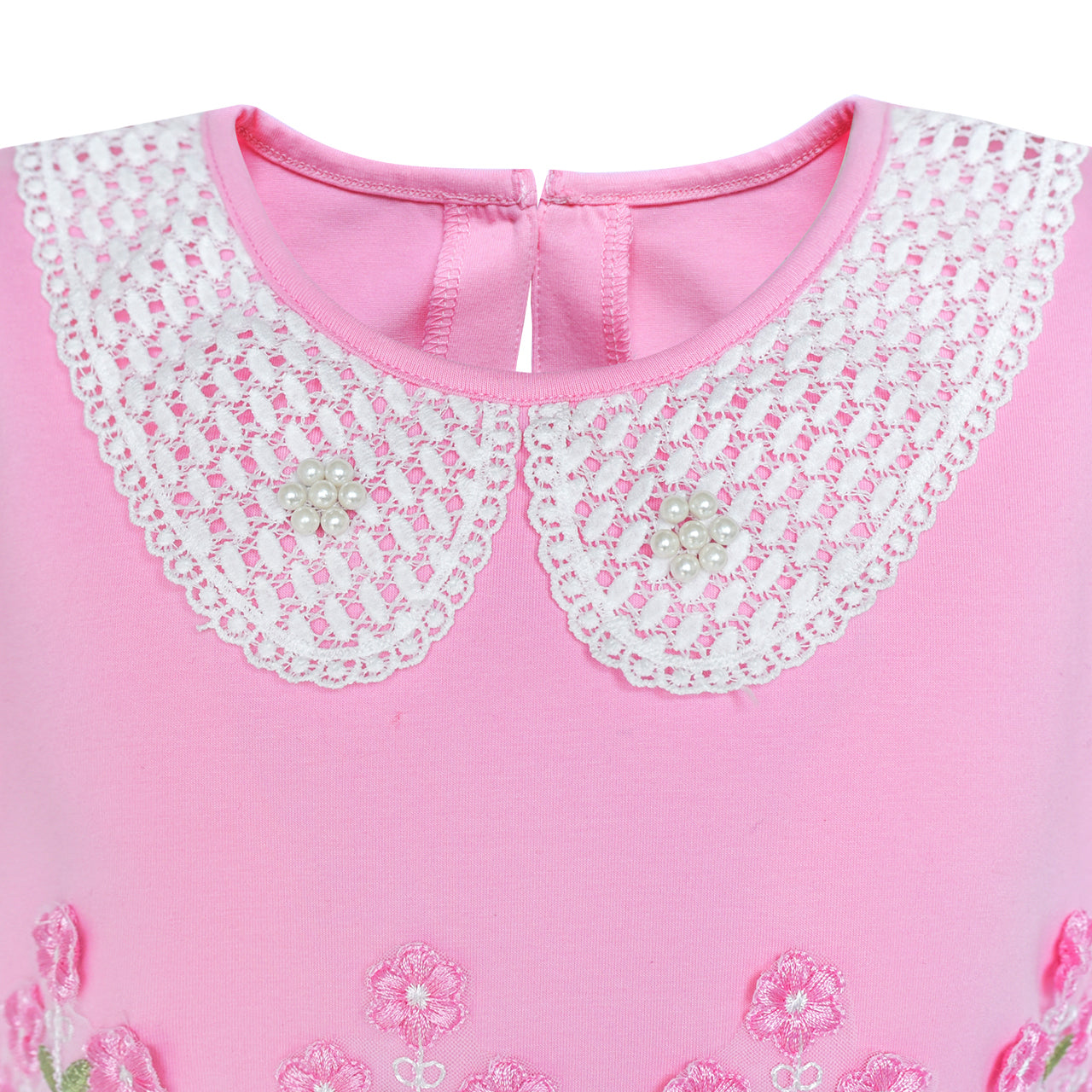 Girls Dress Collar Lace Short Sleeve Birthday Size 5-12 Years
