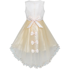 Flower Girl Dress Champagne Sequin Hi-low Wedding Bridesmaid Size 4-14 Years