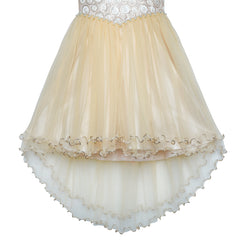 Flower Girl Dress Champagne Sequin Hi-low Wedding Bridesmaid Size 4-14 Years