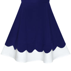 Girls Dress Back School Uniform Navy Collar Tie Short Sleeve Size 5-12 Years
