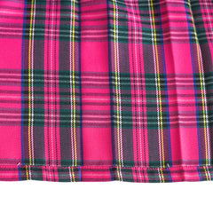 Girls Dress Pink Tartan Button Back School Pleated Hem Size 6-14 Years