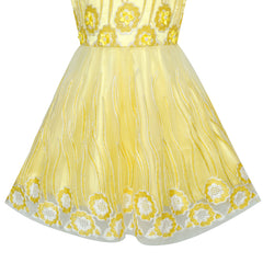 Flower Girls Dress Yellow Tulle Pageant Wedding Party Size 6-12 Years