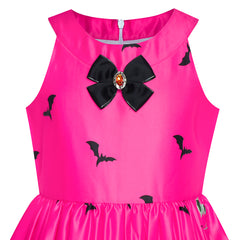 Girls Dress Fuchsia Halloween Witch Bat Pumpkin Costume Halter Dress Size 7-14 Years