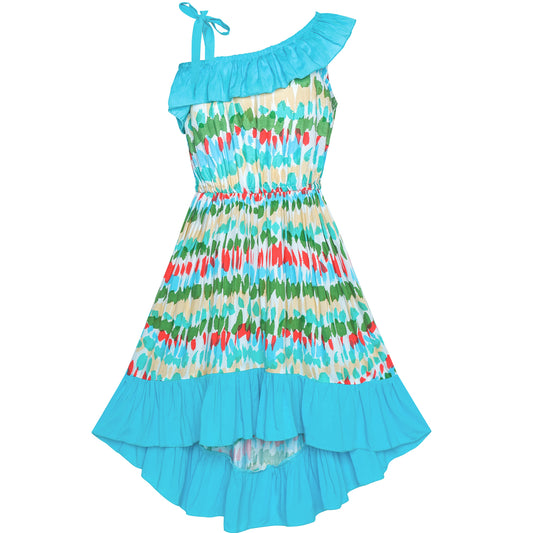 Girls Dress One Shoulder Floral Hi-low Party Dress Size 6-14 Years