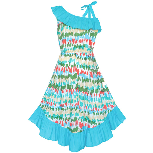 Girls Dress One Shoulder Floral Hi-low Party Dress Size 6-14 Years
