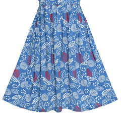 Girls Dress Navy Blue One Shoulder Floral Hi-low Party Dress Size 6-12 Years