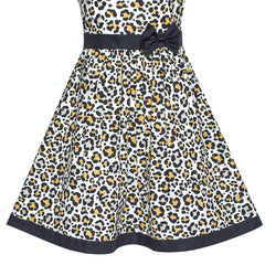 Girls Dress Leopard Print Bow Tie Summer Sundress Size 4-12 Years