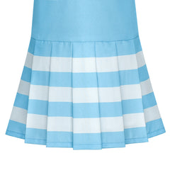 Girls Dress Blue Short Sleeve Pleated Skirt School Uniform Size 6-12 Years