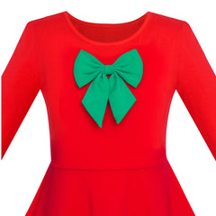 Girls Dress Christmas Tree Maxi Long Sleeve Cotton Size 6-12 Years
