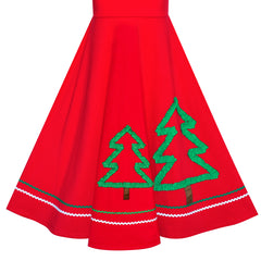 Girls Dress Christmas Tree Maxi Long Sleeve Cotton Size 6-12 Years