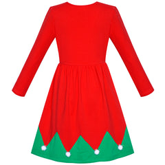 Girls Dress Christmas Tree Pompoms Long Sleeve New Year Size 5-10 Years