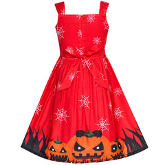 Girls Dress Halloween Pumpkin Witch Bow Tie Party Costume Size 2-8 Years