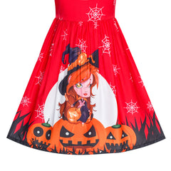 Girls Dress Halloween Pumpkin Witch Bow Tie Party Costume Size 2-8 Years