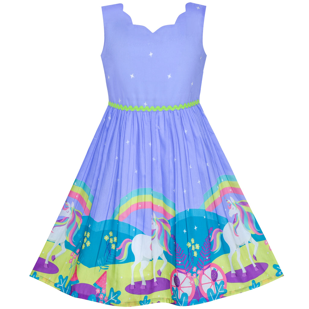 Girls Dress Unicorn Rainbow Halloween Costume Princess Size 4-12 Years