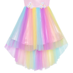 Flower Girls Dress Unicorn Rainbow Halloween Costume Party Size 7-10 Years