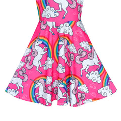 Girls Dress Unicorn Rainbow Short Sleeve Casual Dress Size 6-12 Years