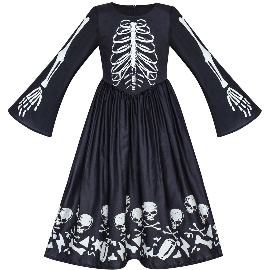 Girls Dress Halloween Ghost Skull Vampire Girl Cosplay Size 7-14 Years