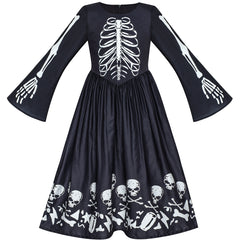 Girls Dress Halloween Ghost Skull Vampire Girl Cosplay Size 7-14 Years