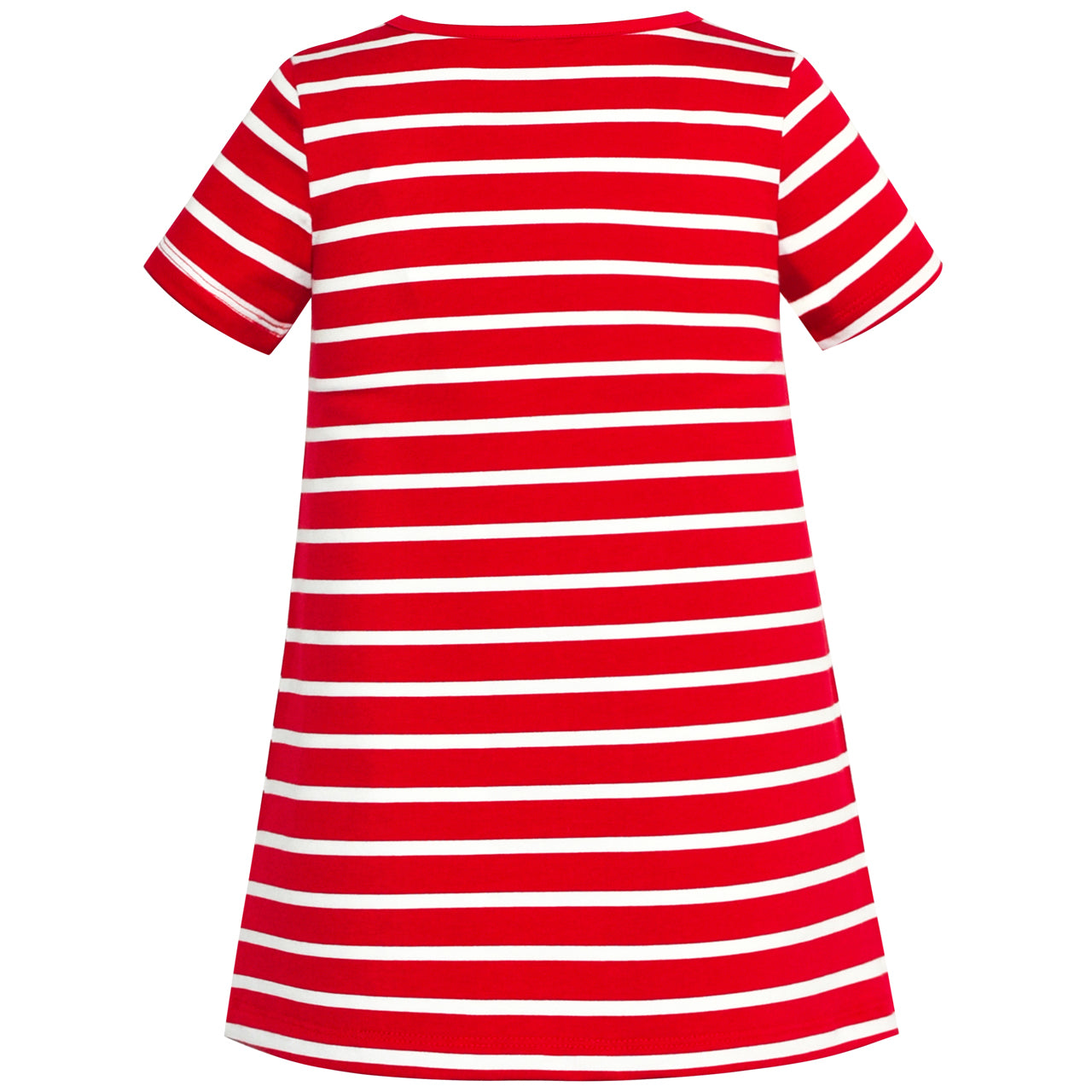 Girls Dress Flower Embroidered Stripe Short Sleeve Size 2-12 Years