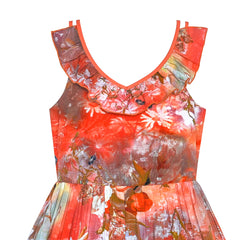 Girls Dress Floral Cotton Casual Summer Beach Sundress Size 6-12 Years