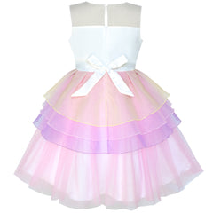 Girls Dress Pink Unicorn Costume Cosplay Princess Halloween Party Size 4-10 Years