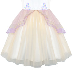 Girls Dress Champagne Unicorn Costume Cosplay Princess Halloween Party Size 4-10 Years