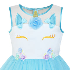 Girls Dress Unicorn Costume Halloween Blue Tutu Princess Size 4-10 Years