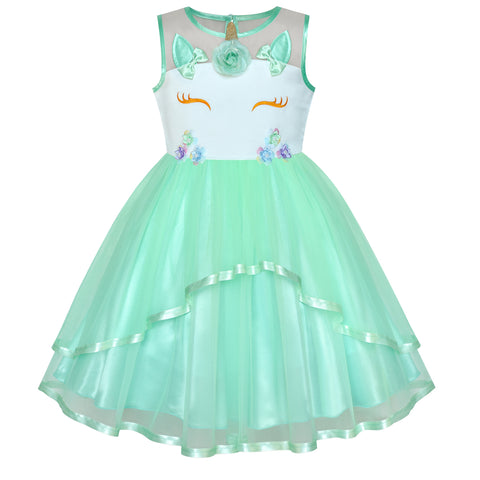 Girls Dress Unicorn Costume Halloween Green Tutu Princess Size 4-10 Years