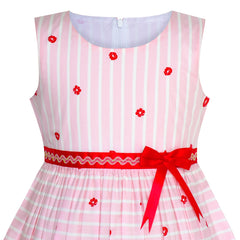 Girls Dress Pink Flower Cotton Sleeveless Sundress Size 4-12 Years