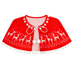 Girls Dress Reindeer Red Cape Cloak Christmas New Year Size 4-14 Years