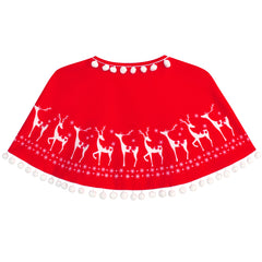 Girls Dress Reindeer Red Cape Cloak Christmas New Year Size 4-14 Years